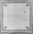 Kerchief, Cotton, silk, metal wrapped thread; embroidered