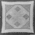 Doily, Linen and silk; embroidered