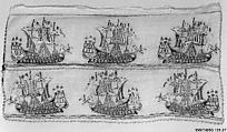 Towel Ends, Cotton; embroidered in silk and silver metal wrapped thread