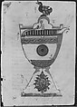 "Design for a Cup to Serve Wine at Drinking Parties", Folio from a Book of the Knowledge of Ingenious Mechanical Devices by al-Jazari, Badi&#39; al-Zaman ibn al-Razzaz al-Jazari (Northern Mesopotamia 1136–1206 Northern Mesopotamia), Ink, opaque watercolor, and gold on paper