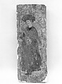 Man Holding a Bottle and a Cup, Ink, opaque watercolor, and gold on plaster
