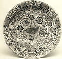 Dish, Stonepaste; polychrome and slip painted under transparent glaze