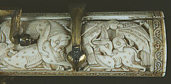 Pen Box, Ivory; carved; copper alloy mounts