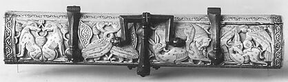 Pen Box, Ivory; carved; copper alloy mounts