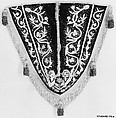 Fragment of Cover, Velvet; embroidered in gold and silver wrapped thread