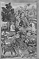 "Bahram Gur Sees a Herd of Deer Mesmerized by Dilaram' s Music", Folio from a Khamsa (Quintet) of Amir Khusrau Dihlavi, Amir Khusrau Dihlavi (Indian, Patiyali, 1253–1325 Delhi), Main support: ink, opaque watercolor, and gold on paperMargins: gold on dyed paper