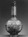 Bottle, Stonepaste; painted in blue under transparent glaze
