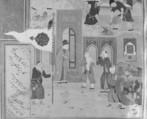 "Funeral Procession", Folio 35r from a Mantiq al-Tayr (Language of the Birds), Sultan &#39;Ali al-Mashhadi (Iranian, Mashhad 1453–1520 Mashhad), Opaque watercolor, silver, and gold on paper