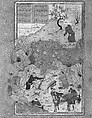 "The Anecdote of the Man Who Fell into the Water", Folio 44r from a Mantiq al-Tayr (Language of the Birds), Sultan &#39;Ali al-Mashhadi (Iranian, Mashhad 1453–1520 Mashhad), Opaque watercolor, silver, and gold on paper