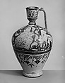 Ewer, Stonepaste; molded; luster-painted on opaque white glaze under transparent colorless glaze