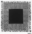 Shawl, Wool, silk; double interlocking twill tapestry weave, embroidered, pieced