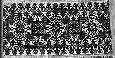 Textile Fragment, Silk, linen; embroidered