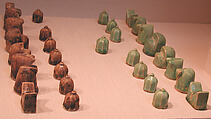Chess Set, Stonepaste; molded and glazed