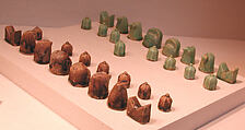 Chess Set, Stonepaste; molded and glazed