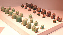 Chess Set, Stonepaste; molded and glazed
