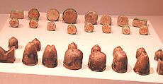 Chess Set, Stonepaste; molded and glazed