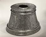 Candlestick Base, Brass with silver inlay