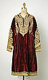 Tunic, Velvet and metal wrapped thread; embroidered