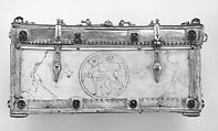 Casket with Painted Roundels, Ivory, painted; gilded silver mounts with glass, quartz, and turquoise inlays