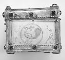 Casket with Painted Roundels, Ivory, painted; gilded silver mounts with glass, quartz, and turquoise inlays