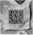 Square, Cotton, silk, and metal wrapped thread; plain weave, embroidered