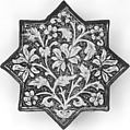 Tile, Stonepaste; glazed and luster-painted