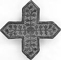 Cross-Shaped Tile, Stonepaste; overglaze painted and leaf gilded (lajvardina)