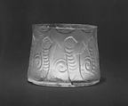 Cup, Glass; free blown, tooled, and relief cut