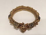 Bracelet, Gold, with granulated bosses and niello designs