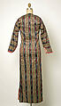 Woman's Entari Robe, Silk, cotton, and metal wrapped thread; satin weave, ikat; plain weave, printed; braided