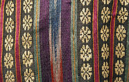 Woman's Entari Robe, Silk, cotton, and metal wrapped thread; satin weave, ikat; plain weave, printed; braided