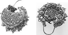 Earring, One of a Pair, Gold; wire, filigree, granulation