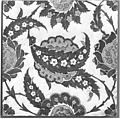 Tile with 'Saz' Leaf Design, Stonepaste; polychrome painted under transparent glaze