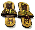 Sandals, Leather, cortical fiber; embroidered