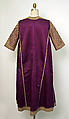 Dress, Silk, metal wrapped thread; embroidered