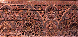 Panel with Cusped Arches, Wood (cedar); carved and painted