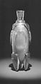 'Molar' flask, Glass, green; cast or blown, cut