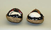 Ensemble, wool, cotton, metallic thread, ramie, animal skin, glass