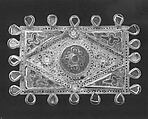 Jewelry Element, Gold-silver alloy, enamel, and glass