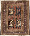 Confronted Animal Rug, Wool (warp, weft, and pile); symmetrically knotted pile