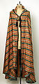 Woman's Cape, Silk, cotton, wool, metal wrapped thread, metal, and paper; satin weave; plain weave; braided; felt