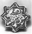 Star-Shaped Tile, Stonepaste; luster-painted
