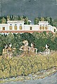 Prince and Ladies in a Garden, Nidha Mal (Indian, active ca. 1735–75), Ink, opaque watercolor, and gold on paper