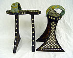 Hammam Shoes, Wood, mother-of-pearl, metal wrapped thread, velvet; embroidered