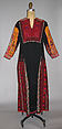Dress, Cotton, silk, metal wrapped thread; embroidered