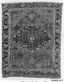 Tribal Carpet with Medallion Design, Wool (warp, weft, and pile); symmetrically knotted pile