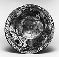 Bowl, Stonepaste; painted under transparent turquoise glaze