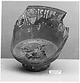 Fragment of a Bowl, Earthenware; incised decoration through a white slip and coloring under transparent glaze