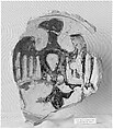 Ceramic Fragment, Earthenware; incised decoration through a white slip and coloring under transparent glaze