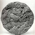 Medallion with Enthroned Figure and Attendants, Earthenware; carved